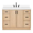 thumbnail image 2 of Ariel Kelly 49 Inch Single Rectangle Sink Bathroom Vanity With Pure White Quartz Countertop 1.5 Inch Edge In White Oak, 2 of 12