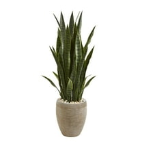 Nearly Natural Green 42" Green Sansevieria Artificial Plant in Sand Colored Planter