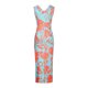 thumbnail image 5 of Vestido de fiesta con abertura alta y cordón fruncido con cordón estampado sin mangas con cuello en V sexy de verano para mujer Fridja hj5389, 5 of 8