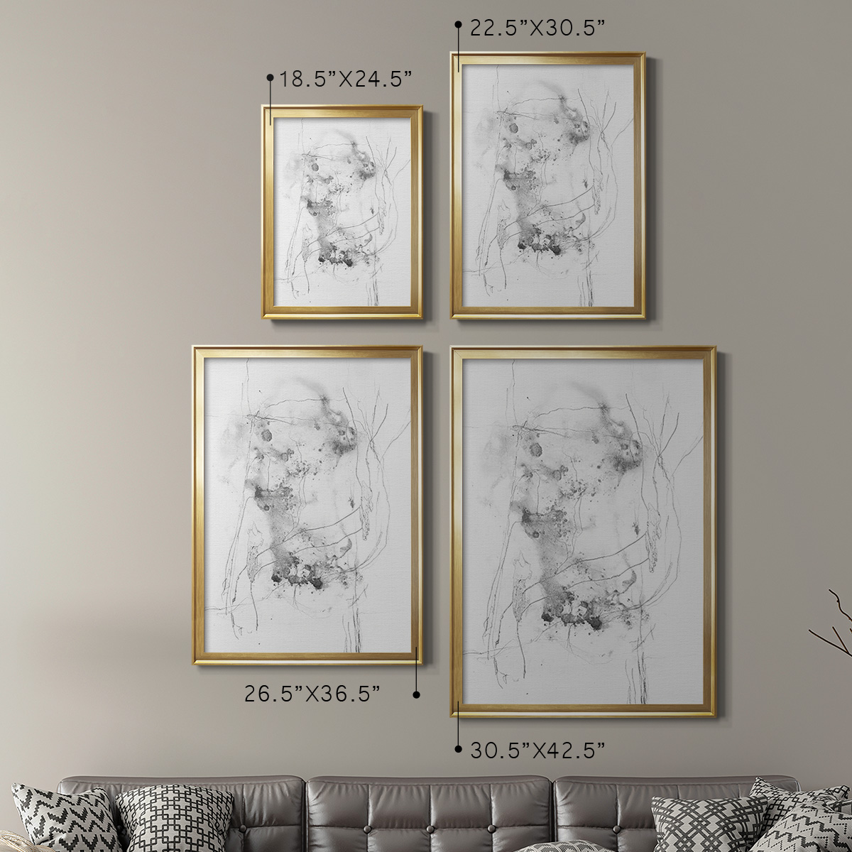Graphite Abstract IV Premium Framed Print, in Gold, Black, or Silver - Ready to Hang