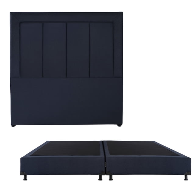 Box Base Cama King Size + Cabecera Davos Azul