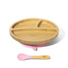 Bamboo Toddler Plates - BLW Removeable Silicone Suction Cup Divided Plate + Spoon Set