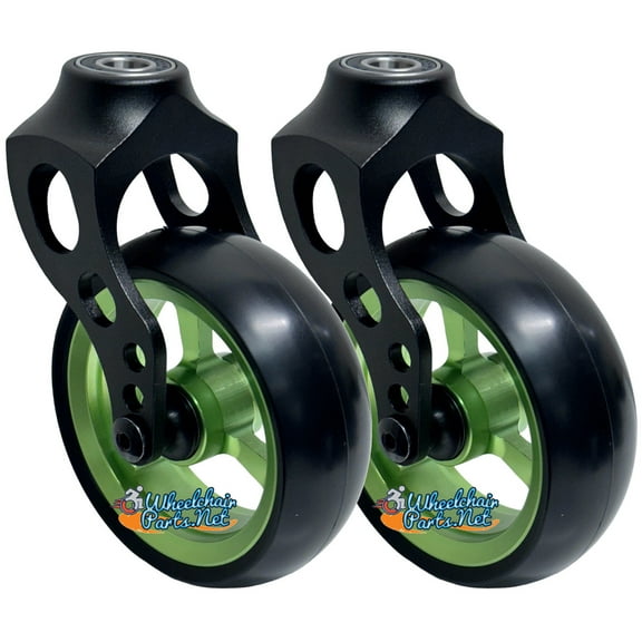 Aluminum Caster Fork Assembly With 5x1.40 Soft Roll Caster-Green Rim