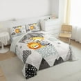 thumbnail image 3 of Manfei Cartoon Giraffe Lions Queen Comforter Set,Cute Fox Hippopotamus Bedding Sets,Jungle Animal Bedding Comforter Set For Kids,Super Cozy Room Decor Reversible,3 Pieces, 3 of 8