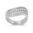 thumbnail image 1 of White Cubic Zirconia Open Wave Curved Thumb Ring .925 Sterling Silver Band Jewelry Female Size 8, 1 of 4