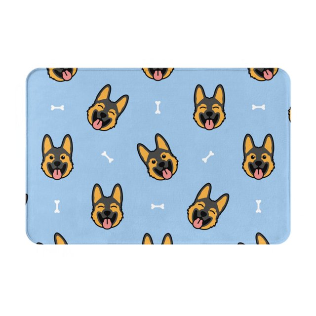 Balery German Shepherd Puppy Felpudo de franela, resistente a las manchas y a la decoloración, para uso interior y exterior, fácil de limpiar, 40 x 60 cm