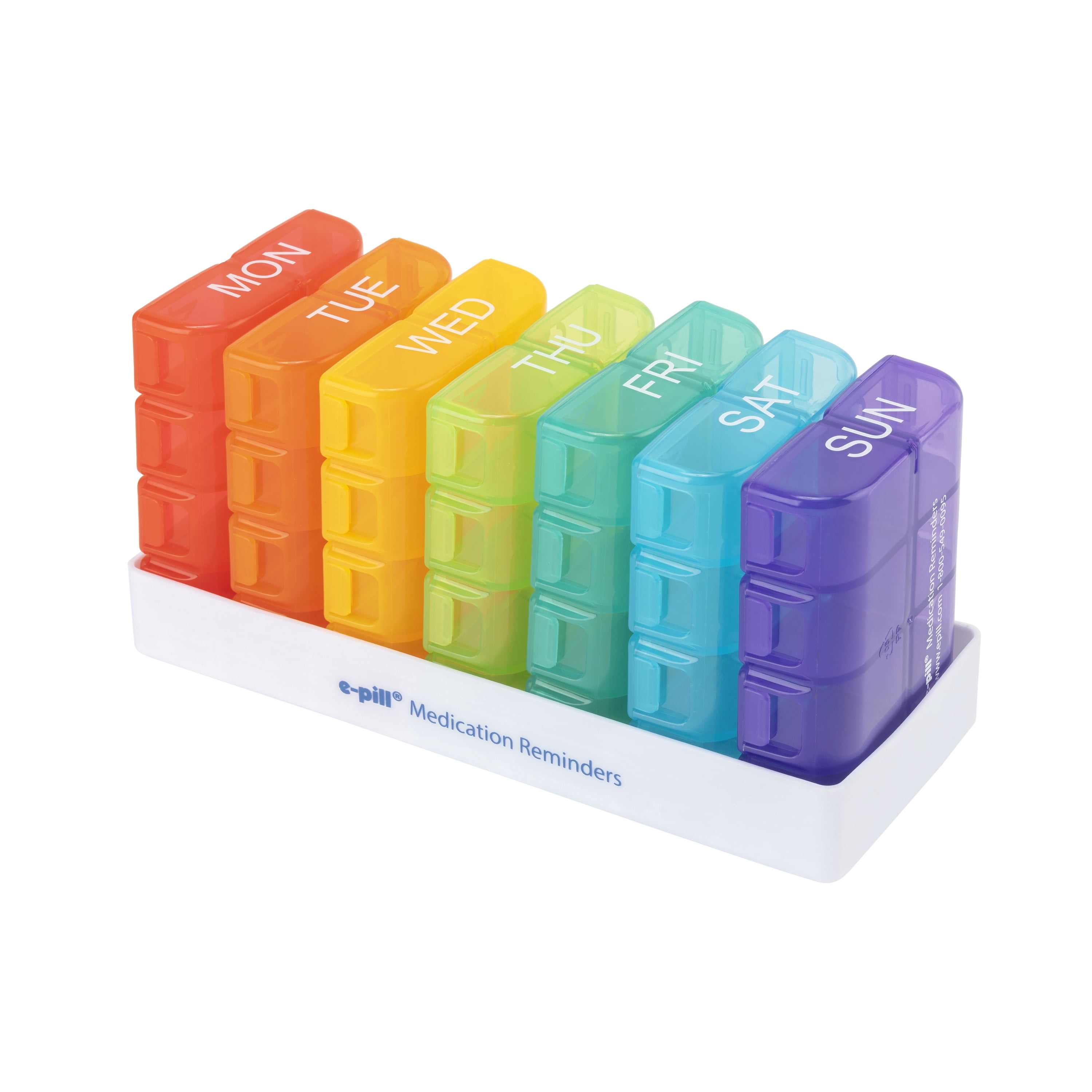 e-Pill 8 Times a Day x 7 Day Large Weekly Pill Organizer - Multicolor