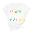 thumbnail image 1 of Pxiakgy Liquidation! T-Shirts de Pâques pour Femmes T-Shirt Lapin Heureux Col Rond Tee-Shirt Graphique Œuf de Pâques Hauts Graphiques de Vacances Mode Col Rond Imprimé de Pâques Manches Courtes T-Shirt Blanc G, 1 of 5