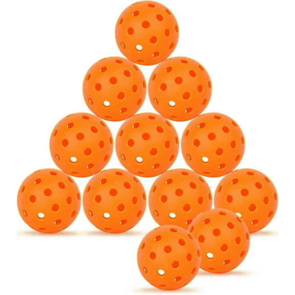 Pickleball Balls | 40 Holes Outdoor Pickleballs | High Elasticity Pure Orange Pickleball Accessories Set 12 Pack