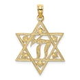 thumbnail image 1 of FB Jewels 14K Yellow Gold Star Of David with Chi Center - Jewish Pendant, 1 of 1