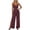 Red, variant on Women's Cami V Neck Jumpsuits Split Wide Leg Jumpsuit Waist Ruched Full Length Overalls Summer Beachwear Loungewear with Pockets Red XL