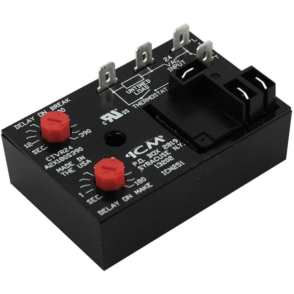 Icm251 Dual Function Fan Delay Timer To Control Circulating Fan In A C Heat Pump And Forced Air Systems High Power Relay Output Drives Fan Directly By Icm Controls Ship From Us