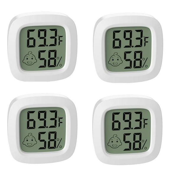 4/2/1 Pieces Digital Hygrometer Indoor Thermometer Humidity Meter Room Thermometer with Temperature and Humidity Monitor Mini Hygrometer Thermometer White