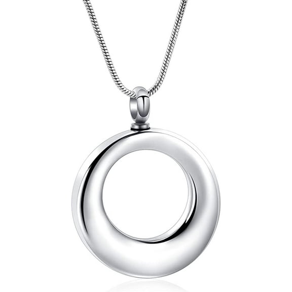 Circle of Life Eternity Memorial Stainless Steel Pendant Ash Holder Cremation Urns Pendant Eternity Memorial Necklaces for Mom Dad Grandpa Grandma Sister Brother Son Daughter