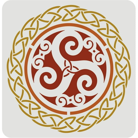 Celtic Triskele Stencil 30x30cm Reusable Celtic Knot Stencil Spiral Celtic Symbol Stencil for Painting on Wall Canvas Tile Furniture and Paper