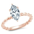 thumbnail image 3 of 2 ct Marquise Cut Natural Aquamarine Solitaire 14K Rose Gold Womens Engagement Ring, 3 of 4