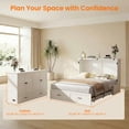 thumbnail image 2 of Puremind Murphy Bed Queen with Mattress, Cabinet Bed with USB Ports and Storage Drawer, Hidden Murphy Bed for Home/Small Space, White, 2 of 7