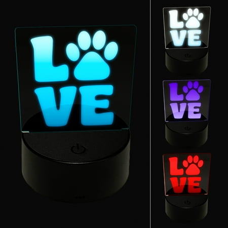 

Love Stacked Paw Print LED Night Light Sign 3D Illusion Desk Nightstand Lamp