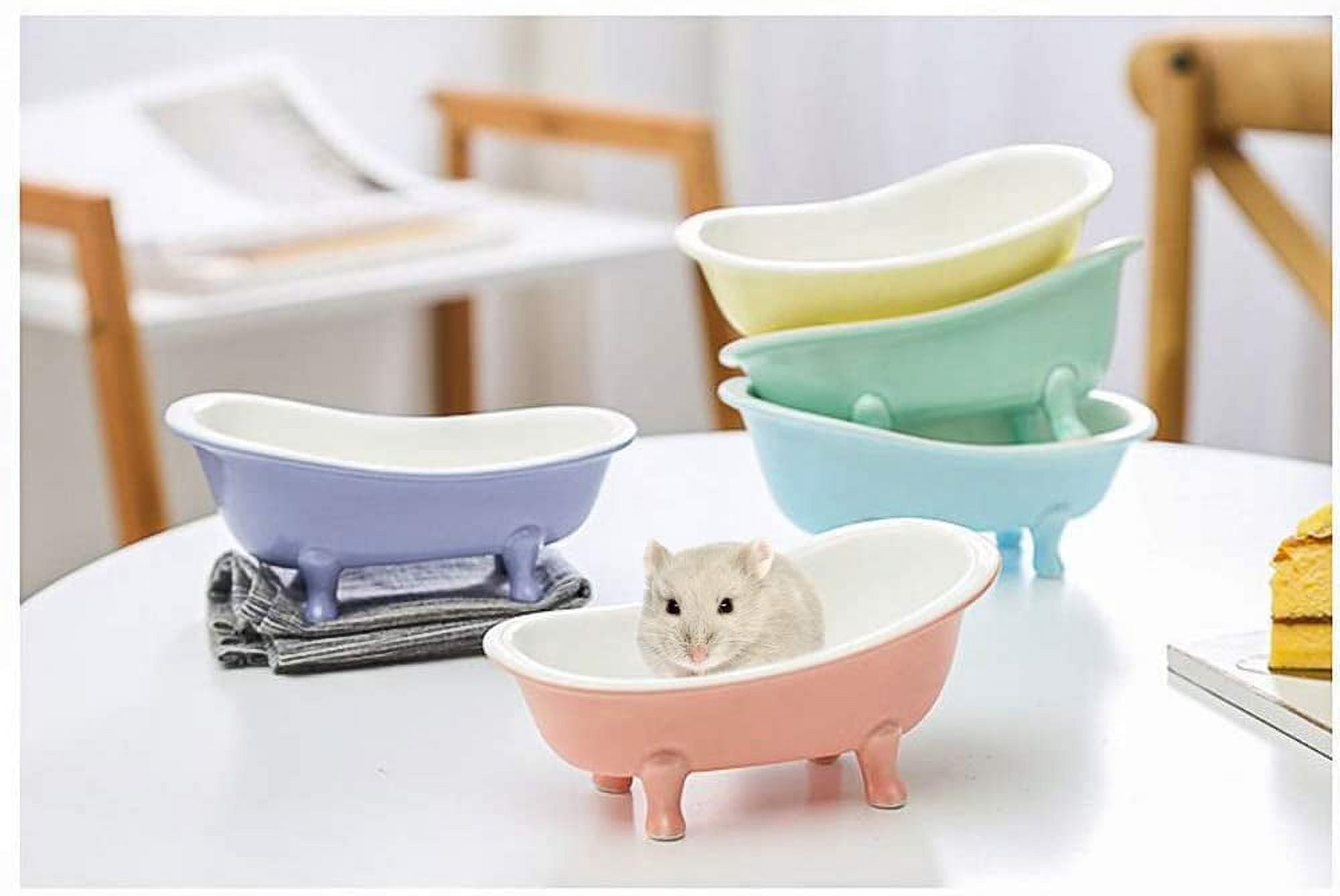 ABCISI Cute Hamster Bed, Small Animal Ice Bathtub, Sand Bath Container Cage Accessories, Ceramic Bathtub Shape Relax Habitat House for Hamster, Food Bowl for Guinea Pigs/Squirrel/Chinchilla, Violet