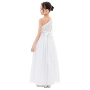 Ekidsbridal One Shoulder Sequins Chiffon Flower Girl Dresses for Wedding Reception Ballroom Dance Evening Gown 328