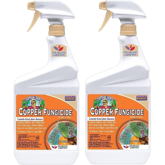 Bonide Captain Jack's Copper Fungicide, 32 oz Ready-to-Use Spray for Organic Gardening, Controls Common Diseases Pack of 2