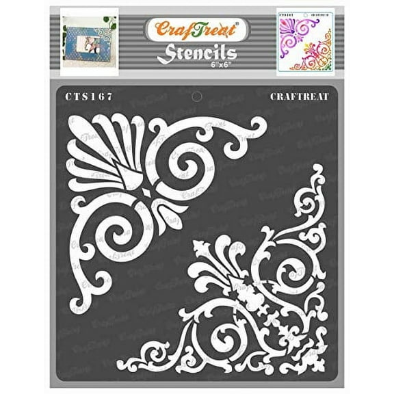 CrafTreat Ornate Corner Stencil for Painting and Crafting - 6"x6"
