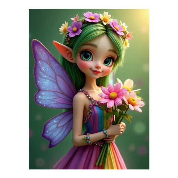 Diamond Art Kit for Adults, Flower Butterfly Fairy Print No.424 Diamond Painting for Adults Beginners, 5D DIY Diamond Art Painting Kits, Colorful Diamond Painting Craft for Home Decor 12x16