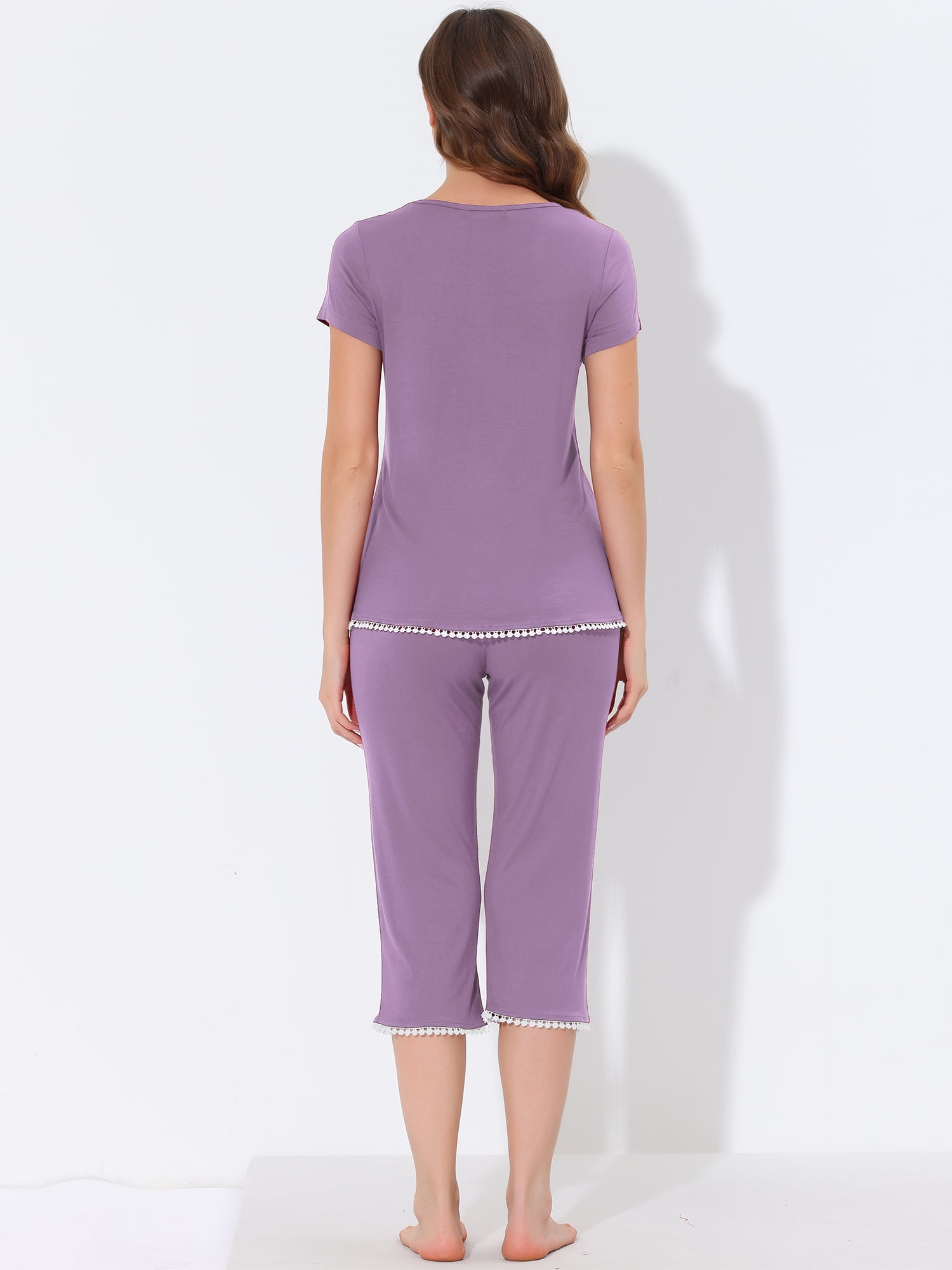 DARING DIVA Women's Round Neck Casual Pajama Sets XS Purple