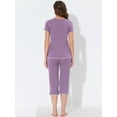 thumbnail image 4 of DARING DIVA Women's Round Neck Casual Pajama Sets S Purple, 4 of 6