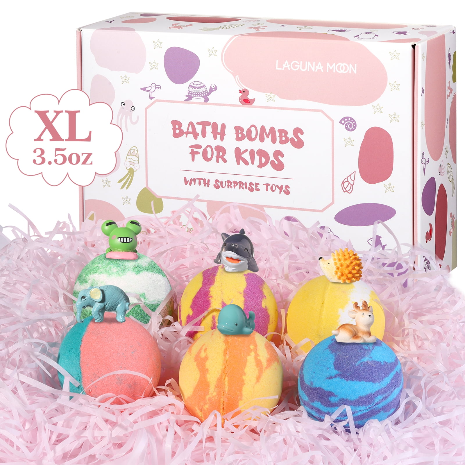LAGUNAMOON Mini Scented Bath Bombs 6Pcs Fizzes Aromas Gift Bath Bombs