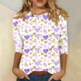 thumbnail image 2 of Erwazi Valentines Shirts Women 3/4 Sleeve Love Heart Cute Graphic Tees Valentines Day Tops Crew Neck Holiday T-Shirt, 2 of 5