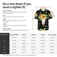 thumbnail image 5 of Kll Men'S Hawaiian Shirt Short Sleeve Button Down Beach Shirts-Sunflower Skull Boho Watercolor Background, 5 of 7