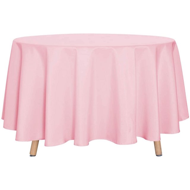 LAICAIW Round Tablecloth-90 Inch-Water Resistant Spill Proof Washable Polyester Table Cloth Decorative Fabric Table Cover for Dining Table, Buffet Parties and Camping, Pink
