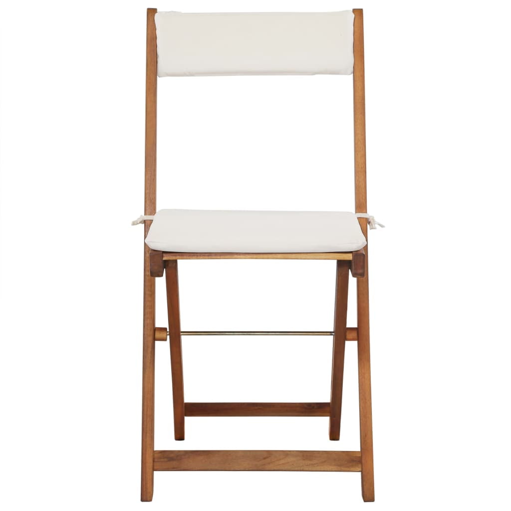 Kepooman 23.6" Outdoor Patio Folding Wooden Square Bistro Table Set, Set of 3, Brown & White