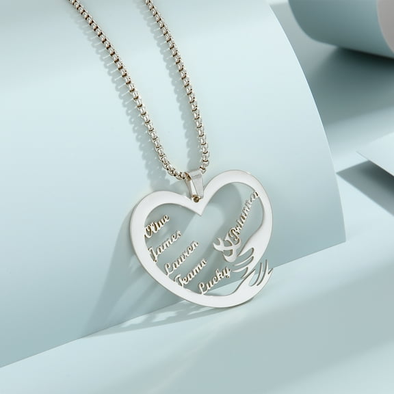 Custom Family Names Pendant Necklaces Personalized Stainless Steel Nameplate Heart Hand Hug Letters Choker Birthday Gift