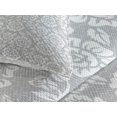 thumbnail image 3 of Ambesonne Grey Quilted Coverlet 3 Pcs, Vintage Style White Roses, Queen Size, Grey White, 3 of 4
