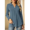 thumbnail image 3 of Blusa de mujer Camisa de cuello en V Camisa elegante de manga 3/4 Túnica Tops Camisas largas Camisetas, 3 of 4