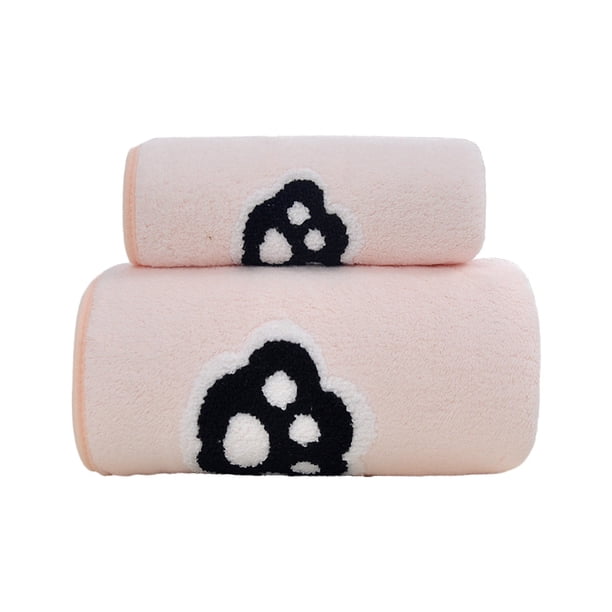 Toalla de baño con bordado de oso, juego de toallas de baño, suave, absorbente de agua, anticaída, juego de regalo, gorro de baño de terciopelo