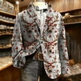 thumbnail image 2 of Mens Christmas Blazer Ugly Holiday Print Lightweight Corduroy Jacket Slim Fit Party Sport Coat with Pockets, 2 of 6