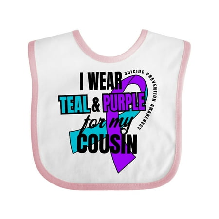 

Inktastic Suicide Prevention I Wear Teal and Purple for My Cousin Gift Baby Boy or Baby Girl Bib