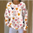 thumbnail image 4 of Enjoytime Crewneck Sweatshirts Women Valentine Lover Heart Printed Long Sleeve Tops Casual Vintage Loose Plus Size Shirt Khaki XXL, 4 of 6