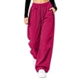 thumbnail image 2 of Hurxie Womens Waterproof Pants Rain Pants Quick-Dry Baggy Cargo Hiking Pants | with Zipper Large Pockets Outdoor Travel Pants Hot Pink,S, 2 of 6