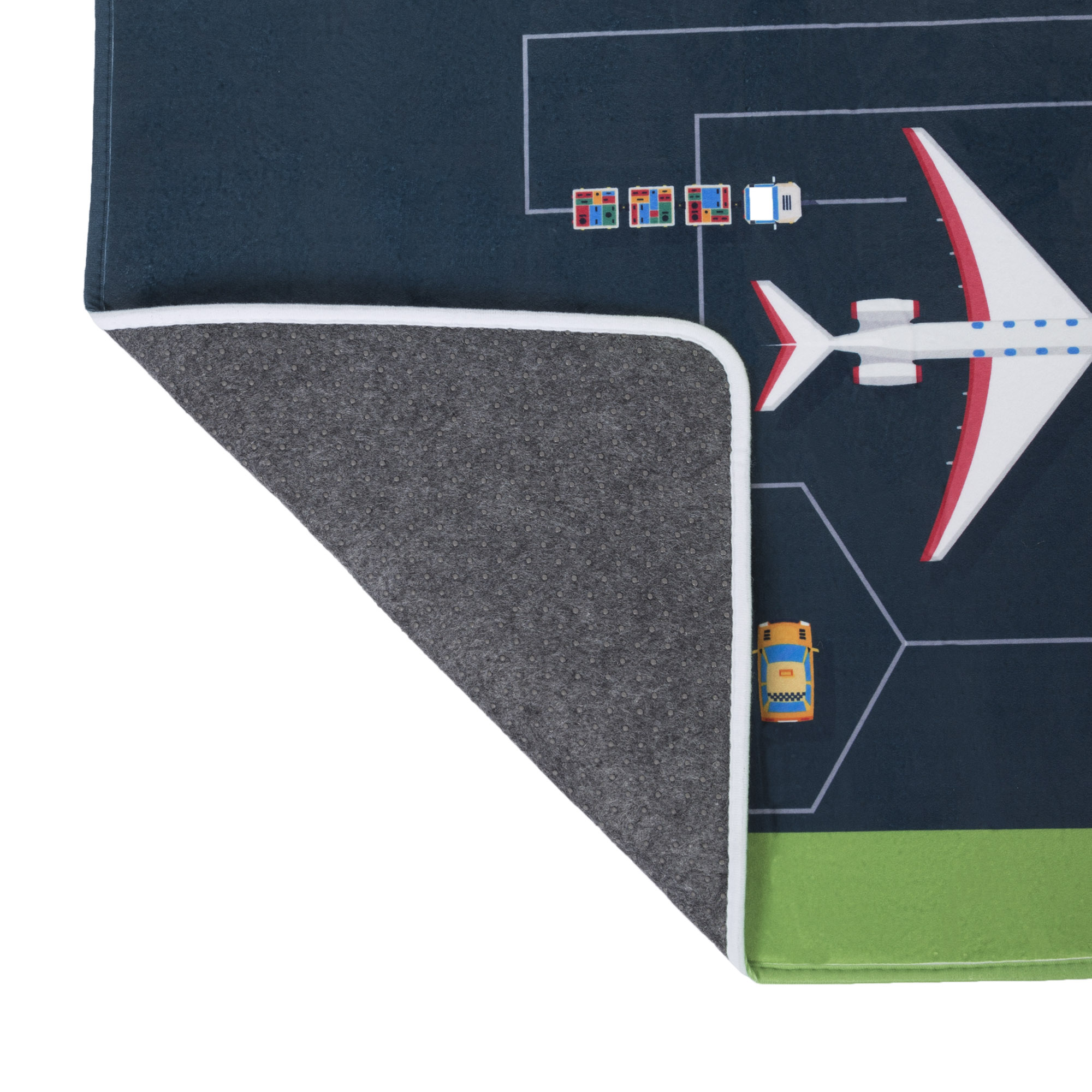 Airport Scene Fleece Baby Play Mat for Kids, Foam Mat with Non Slip Back by Hey! Play!