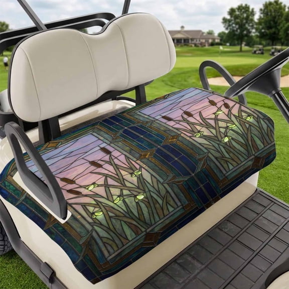 Golf Cart Seat Covers for 2 Seater, Stained Glass Soft Microfiber Cart Seat Towel Blanket, Vintage Abstract Botanical Plant Absorbent Breathable Non Slip Bench Seats Protector for Golf Course 51"x31"