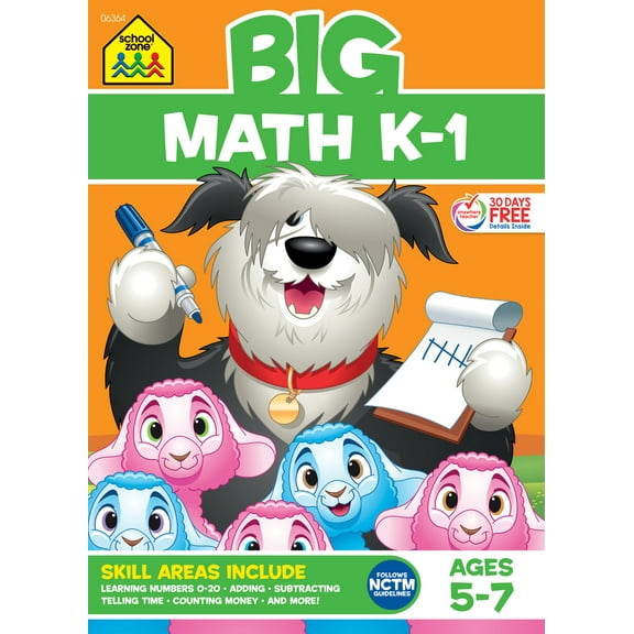 Pre-Owned School Zone Big Math K-1 Workbook (Paperback) 1681472546 9781681472546