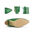 thumbnail image 2 of BLISSFUL STEP Glitter Pointed Toe Block Heel Ankle Boots for Women Green 5.5, 2 of 6