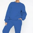 thumbnail image 7 of SELONE Cute Workout Sets For Women 2 Piece Long Sleeve Pullover Hooded Tops Long Sweatpants Crew Neck Sweat Suits Loose Taper Leg Gym Sets Pockets Solid Jogger Streetwear Fall Wintern Clothes Blue, 7 of 7