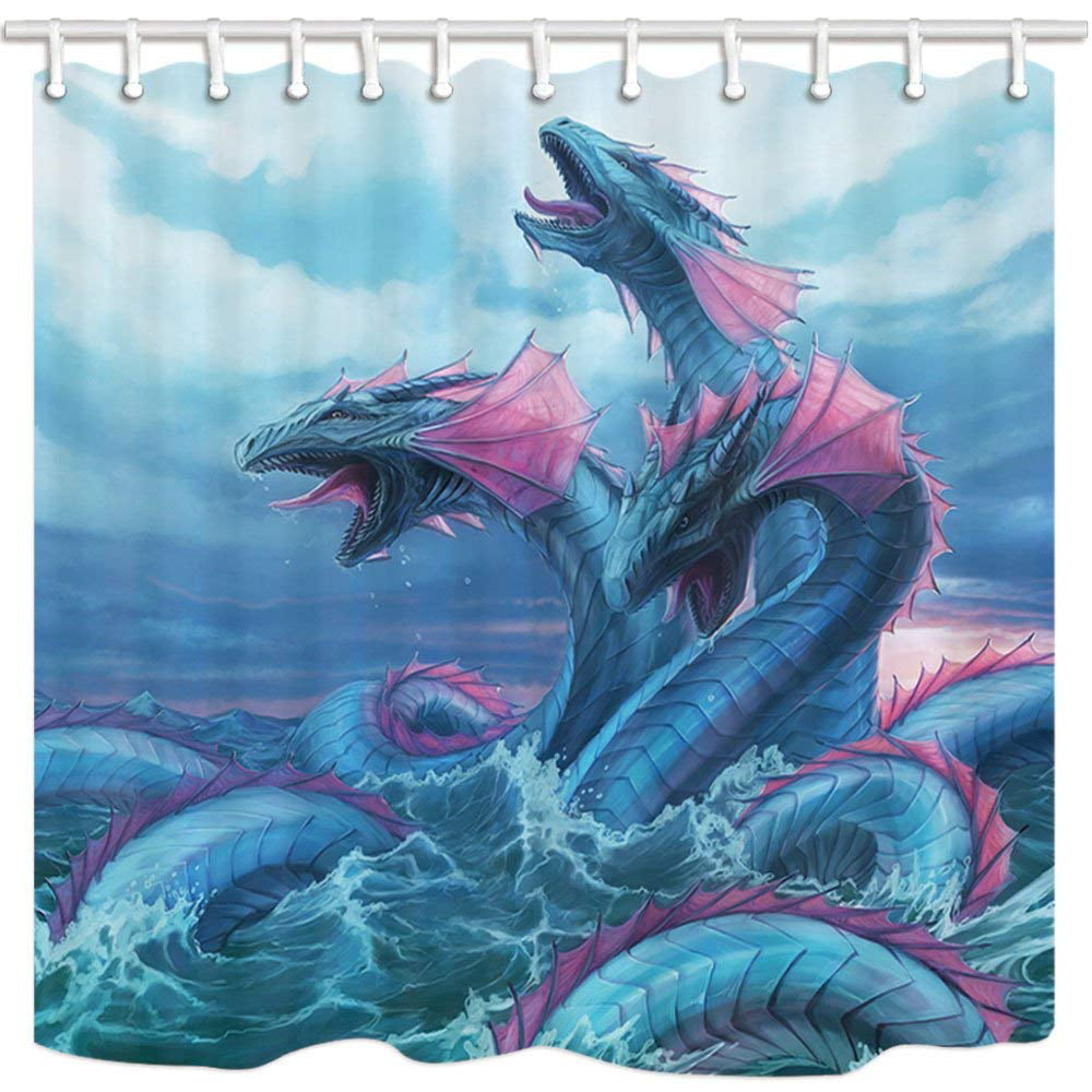 ARTJIA Ocean Sea Monster Midgard Serpent Kuzury Hydra Horror Deep Polyester  Fabric Bathroom Shower Curtain 66x72 inches 