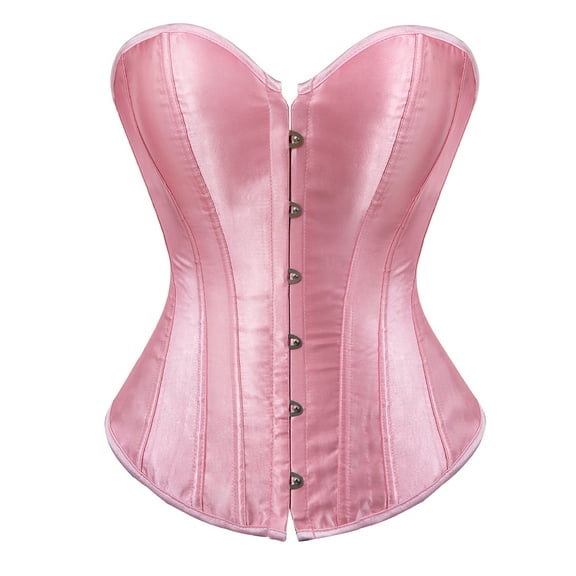 Corset Top For Women Bustier Lingerie for Women Stain Overbust Vintage Waist Cincher Pink L