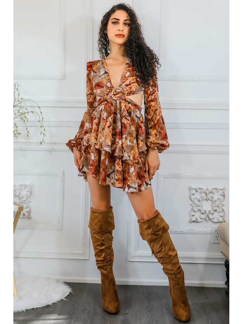 Dreamy Leaves Ruffle Floral Mini Dress - Walmart.com Dreamy Leaves Ruffle Floral Mini Dress - Walmart.com